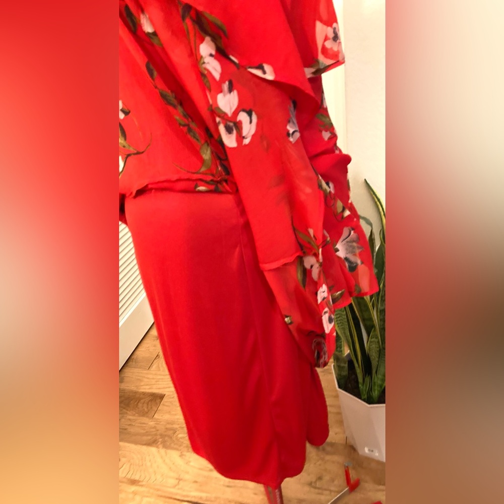 Ryan Michelle Ruffle Floral Dress Size Large - Picture 4 of 11